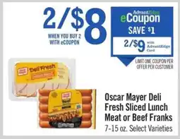 Price Chopper Oscar Mayer Deli Fresh Sliced Lunch Meat or Beef Franks offer