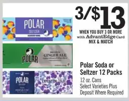 Price Chopper Polar Soda or Seltzer 12 Packs offer