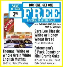 Price Chopper Sara Lee Classic White or Honey Wheat Bread offer