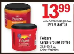 Price Chopper Folgers Large Ground Coffee offer