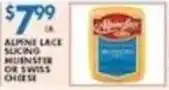 Associated Alpine Lace Slicing Muenster Or Swiss Cheese offer