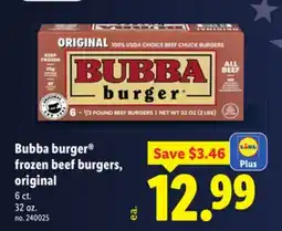 Lidl Bubba burger frozen beef burgers, original offer