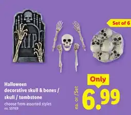 Lidl Halloween decorative skull & bones / skull / tombstone offer