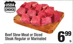 Super King Markets Beef Stew Meat or Diced Steak Regular or Marinated offer