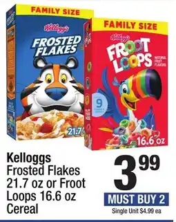 Super King Markets Kelloggs Frosted Flakes 21.7 oz or Froot Loops 16.6 oz Cereal offer