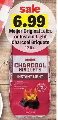 Meijer Meijer Original 16 lbs. or Instant Light Charcoal Briquets 12 lbs offer