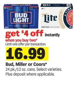 Meijer Bud, Miller or Coors offer