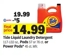 Meijer Tide Liquid Laundry Detergent 117-132 oz., Pods 57 or 76 ct. or Power Pods* 45 ct offer