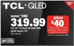 Meijer TCL 55 Q Class 4K UHD HDR QLED Smart TV offer