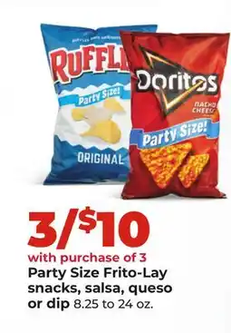 Hy-Vee Party Size Frito-Lay snacks, salsa, queso or dip offer