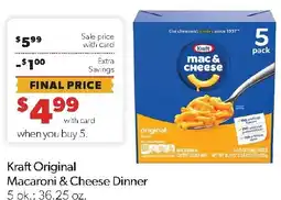 Family Fresh Market Kraft Original Macaroni & Cheese Dinner offer