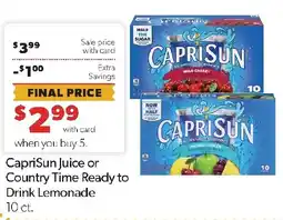 Family Fresh Market Caprisun juice or country time ready to drink lemonade offer