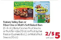 Family Fresh Market Nature Valley Bars or Fiber One or Mott's Soft Baked Bars offer