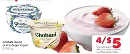 Family Fresh Market Chobani Classic or Zero Sugar Yogurt offer