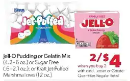 Family Fresh Market Jell-O Pudding or Gelatin Mix or Kraft Jet-Puffed Marshmallows offer