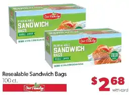 Family Fresh Market Our Family resealable sandwich bags offer