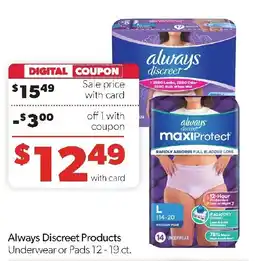 Family Fresh Market Always Discreet Products offer