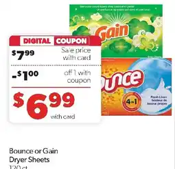 Family Fresh Market Bounce or Gain Dryer Sheets offer
