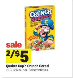Meijer Quaker Cap'n Crunch Cereal offer