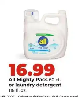 Hy-Vee All Mighty Pacs or laundry detergent offer