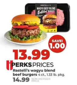 Hy-Vee Rastelli's wagyu blend beef burgers offer