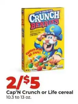 Hy-Vee Cap'n Crunch or Life Cereal offer