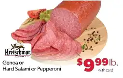 Family Fresh Market Kretschmar Deli Genoa or Hard Salami or Pepperoni offer