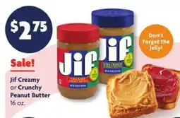 Family Dollar Jif Creamy or Crunchy Peanut Butter offer
