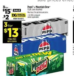 Dollar General Pepsi or Mountain Dew offer