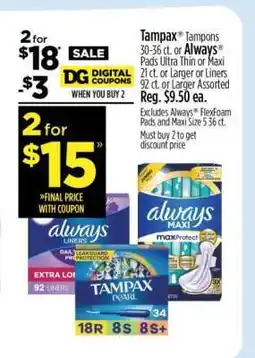 Dollar General Tampax or Always offer