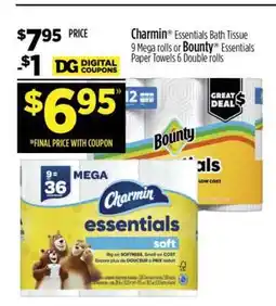 Dollar General Charmin Essentials Bath Tissue or Bounty Essentials Paper Towels offer
