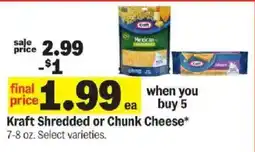 Meijer Kraft shredded or chunk cheese offer