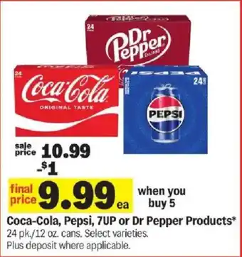 Coca-Cola, Pepsi, 7UP or Dr Pepper Products