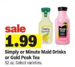 Meijer Simply or Minute Maid Drinks or Gold Peak Tea offer