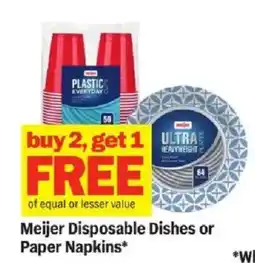 Meijer Meijer Disposable Dishes or Paper Napkins offer