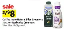 Meijer Coffee mate Natural Bliss Creamers or Starbucks Creamers offer