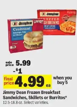 Meijer Jimmy Dean Frozen Breakfast Sandwiches, Skillets or Burritos offer