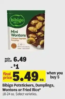 Meijer Bibigo Potstickers, Dumplings, Wontons or Fried Rice offer
