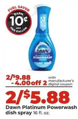Hy-Vee Dawn Platinum Powerwash dish spray offer