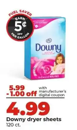 Hy-Vee Downy dryer sheets offer
