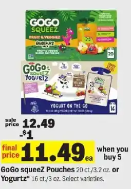 Meijer Gogo squeezeZ pouches or Yogurt* offer