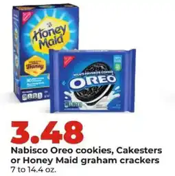 Hy-Vee Nabisco Oreo cookies, Cakesters or Honey Maid graham crackers offer