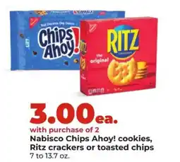 Hy-Vee Nabisco Chips Ahoy! cookies, Ritz crackers or toasted chips offer