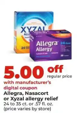 Hy-Vee Allegra, Nasacort or Xyzal allergy relief offer