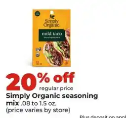 Hy-Vee Simply Organic seasoning mix offer