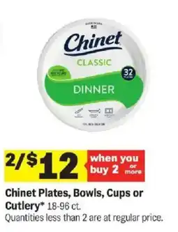 Meijer Chinet Plates, Bowls, Cups or Cutlery offer