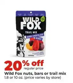 Hy-Vee Wild Fox nuts, bars or trail mix offer