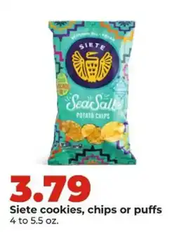 Hy-Vee Siete cookies, chips or puffs offer