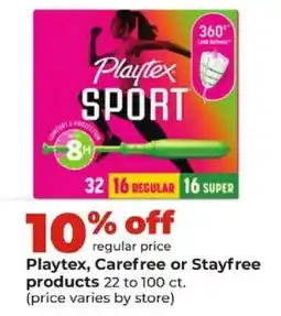 Hy-Vee Playtex, Carefree or Stayfree products offer