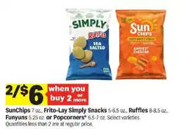 Meijer SunChips, Frito-Lay Simply Snacks, Ruffles, Funyuns or Popcorners offer